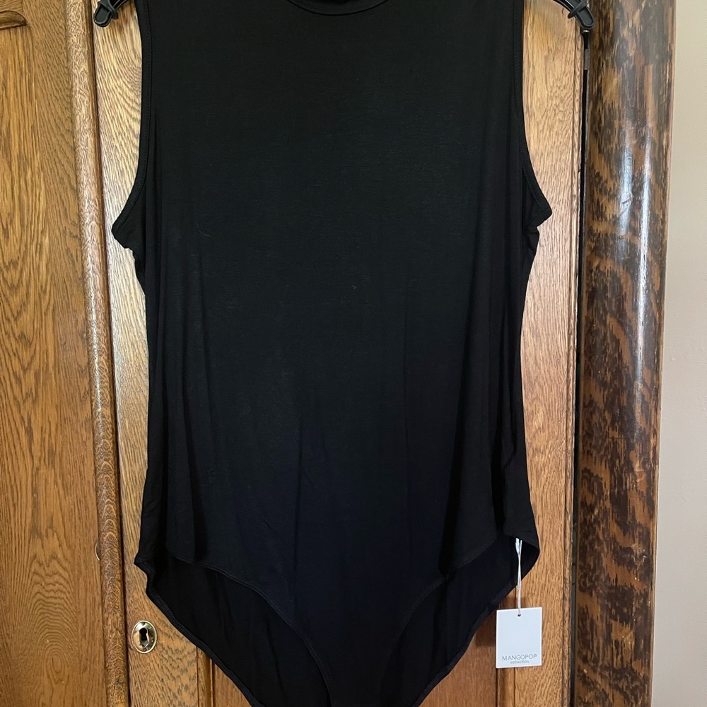 Mango Black Asymmetrical Sleeveless Bodysuit